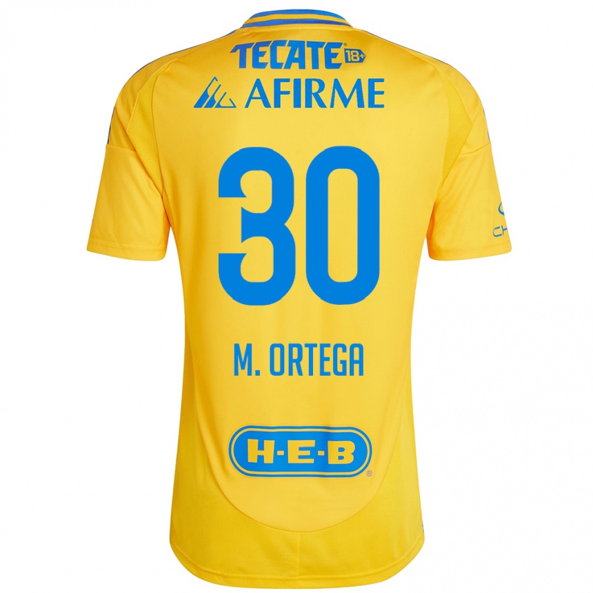 Kinder Fußball Miguel Ortega #30 Goldgelb Heimtrikot Trikot 2024/25 T-Shirt Luxemburg