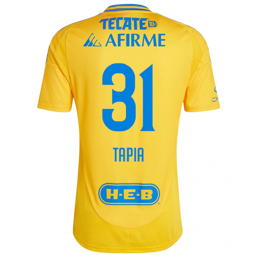 Kinder Fußball Fernando Tapia #31 Goldgelb Heimtrikot Trikot 2024/25 T-Shirt Luxemburg