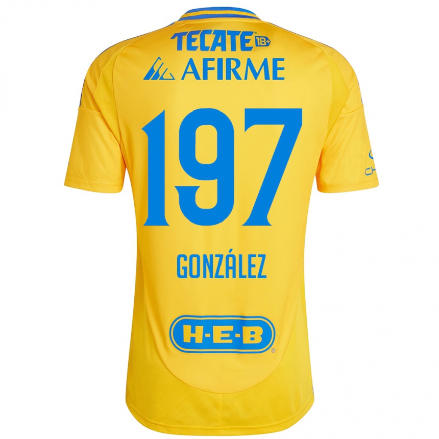 Kinder Fußball Germán González #197 Goldgelb Heimtrikot Trikot 2024/25 T-Shirt Luxemburg