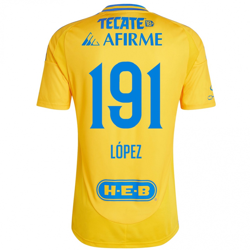 Kinder Fußball Adrián López #191 Goldgelb Heimtrikot Trikot 2024/25 T-Shirt Luxemburg