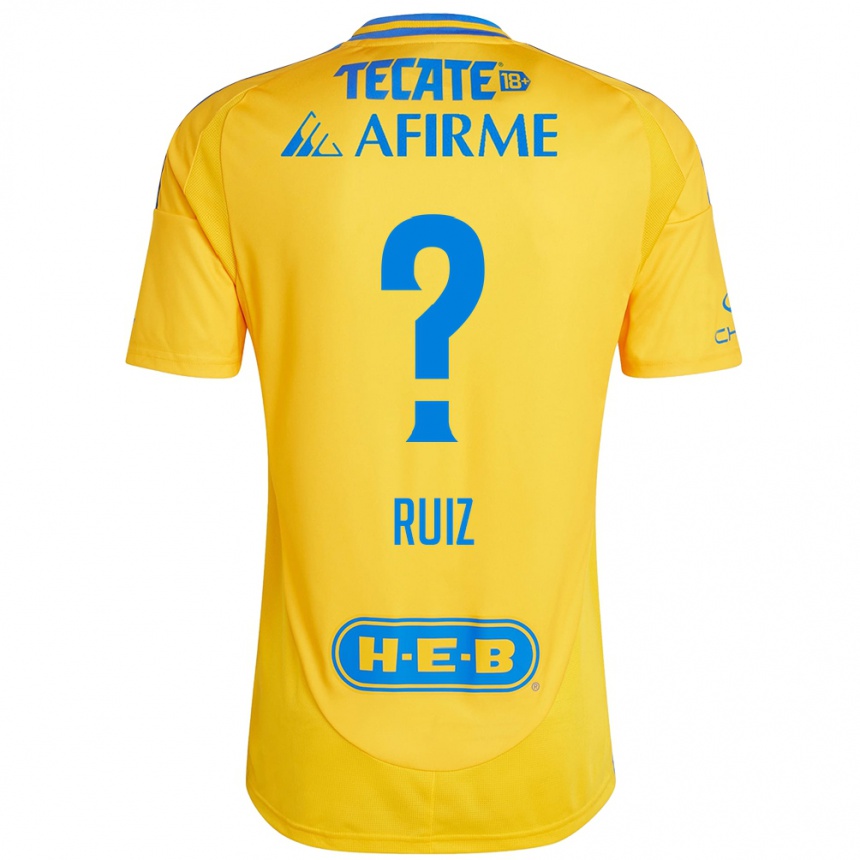 Kinder Fußball Luis Ruiz #0 Goldgelb Heimtrikot Trikot 2024/25 T-Shirt Luxemburg