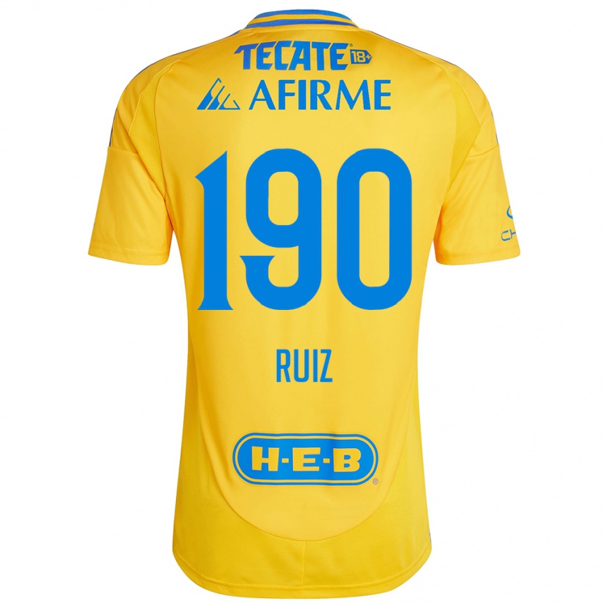 Kinder Fußball Óscar Ruiz #190 Goldgelb Heimtrikot Trikot 2024/25 T-Shirt Luxemburg