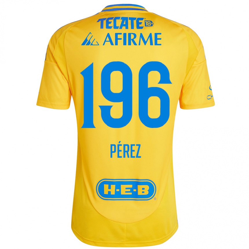 Kinder Fußball Axel Pérez #196 Goldgelb Heimtrikot Trikot 2024/25 T-Shirt Luxemburg