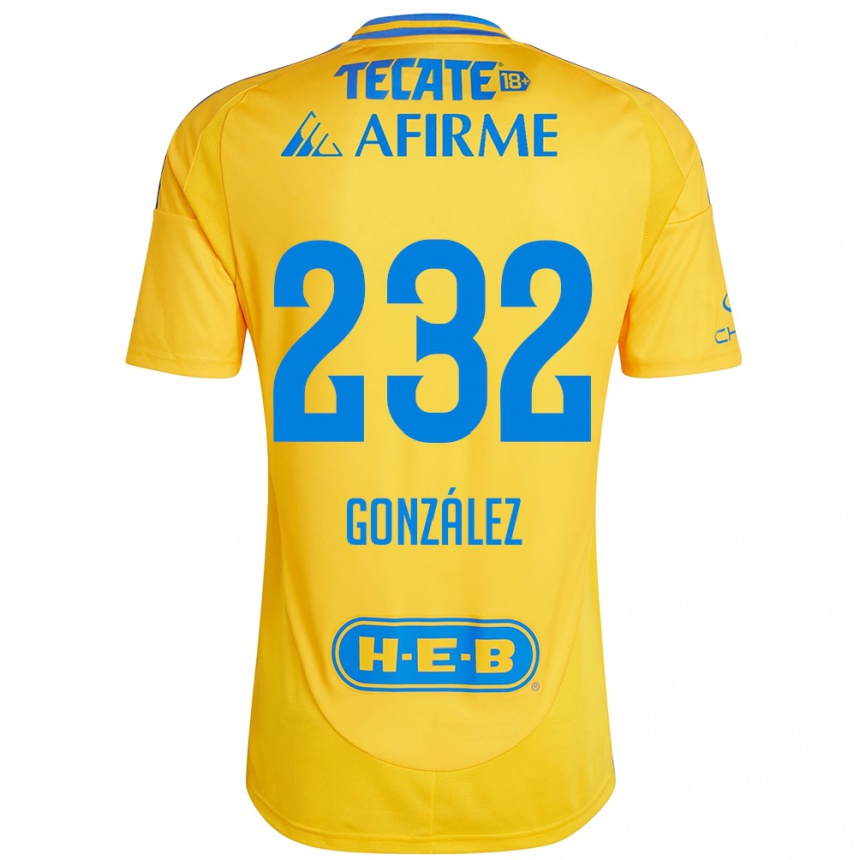 Kinder Fußball César González #232 Goldgelb Heimtrikot Trikot 2024/25 T-Shirt Luxemburg