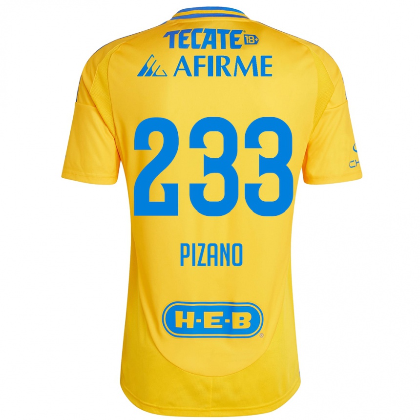 Kinder Fußball Juan Pizano #233 Goldgelb Heimtrikot Trikot 2024/25 T-Shirt Luxemburg