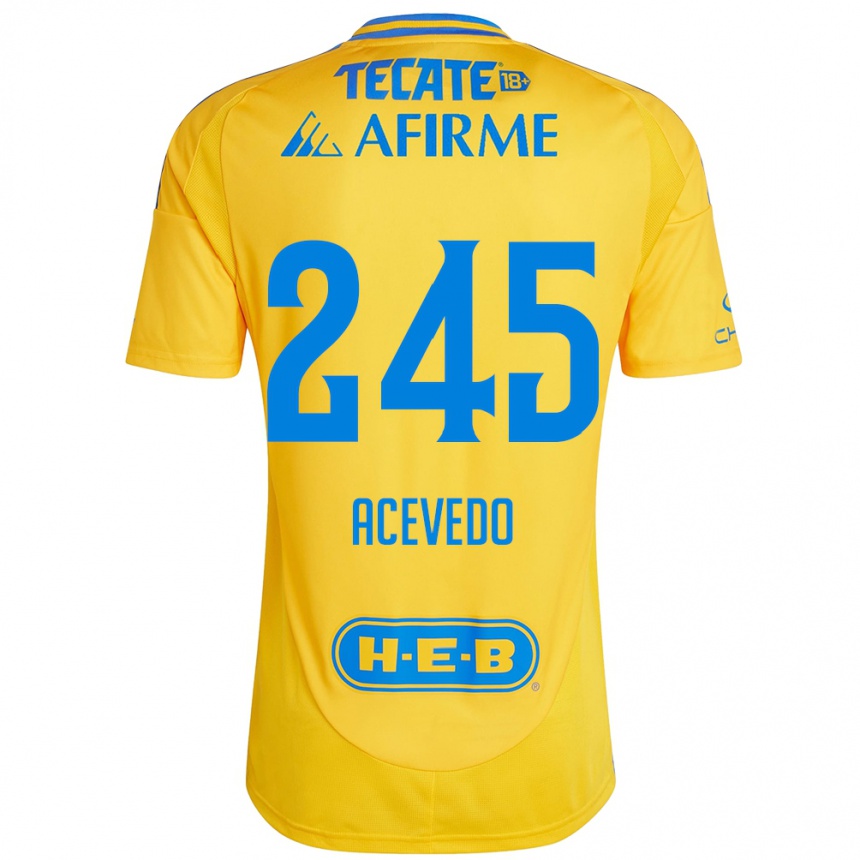 Kinder Fußball Kevin Acevedo #245 Goldgelb Heimtrikot Trikot 2024/25 T-Shirt Luxemburg