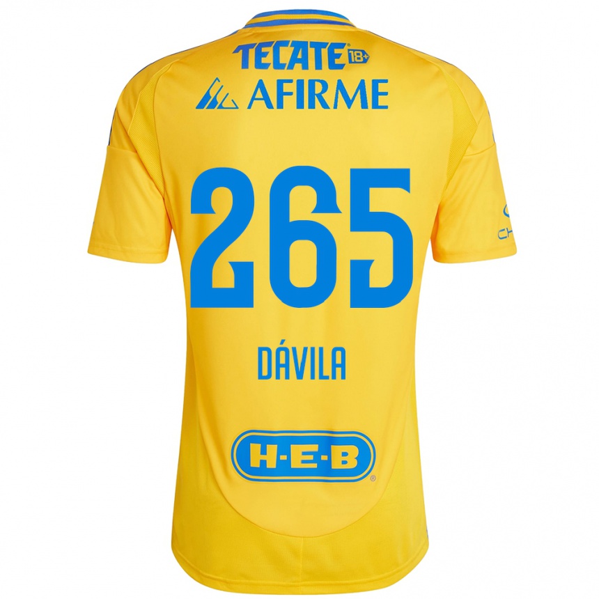 Kinder Fußball Emiliano Dávila #265 Goldgelb Heimtrikot Trikot 2024/25 T-Shirt Luxemburg