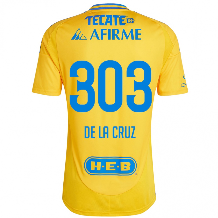 Kinder Fußball Erick De La Cruz #303 Goldgelb Heimtrikot Trikot 2024/25 T-Shirt Luxemburg