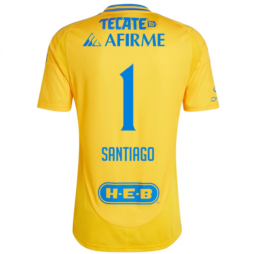 Kinder Fußball Cecilia Santiago #1 Goldgelb Heimtrikot Trikot 2024/25 T-Shirt Luxemburg