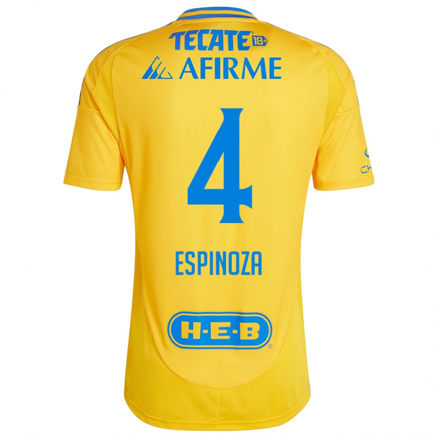 Kinder Fußball Greta Espinoza #4 Goldgelb Heimtrikot Trikot 2024/25 T-Shirt Luxemburg