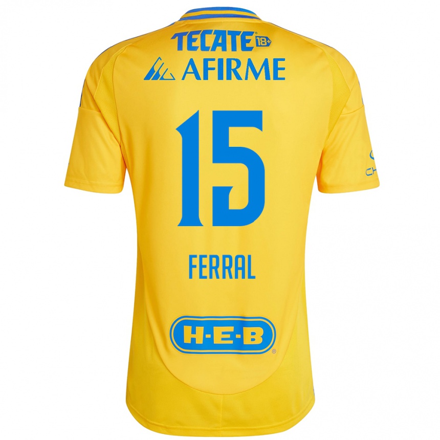 Kinder Fußball Cristina Ferral #15 Goldgelb Heimtrikot Trikot 2024/25 T-Shirt Luxemburg