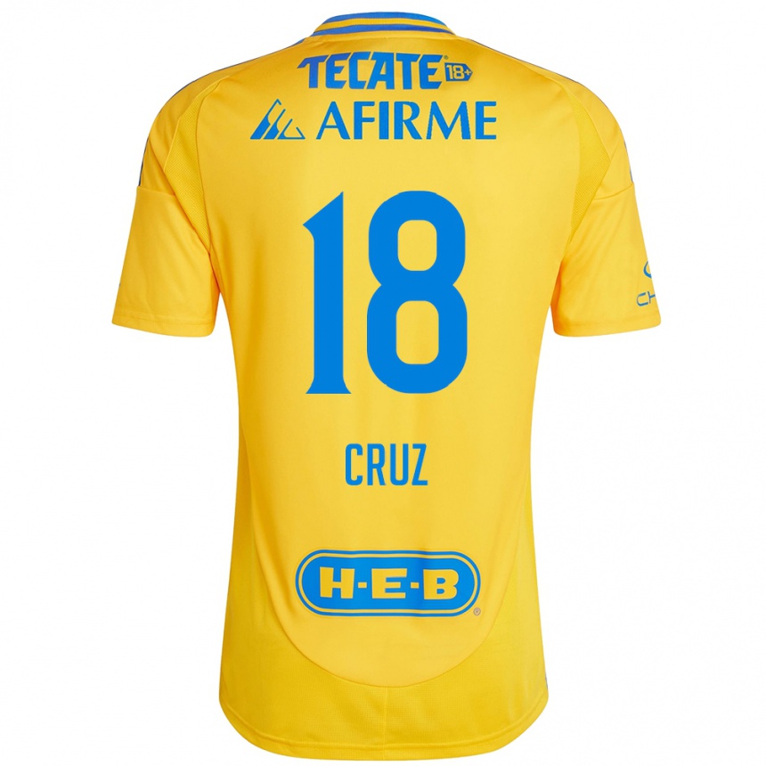 Kinder Fußball Belen Cruz #18 Goldgelb Heimtrikot Trikot 2024/25 T-Shirt Luxemburg