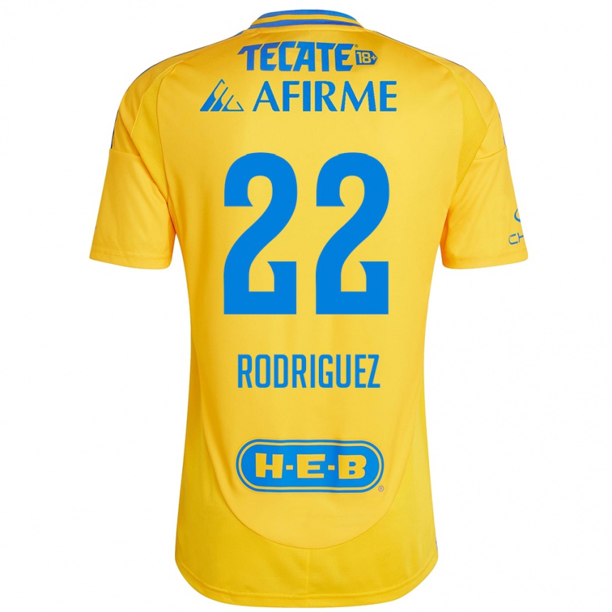 Kinder Fußball Anika Rodriguez #22 Goldgelb Heimtrikot Trikot 2024/25 T-Shirt Luxemburg