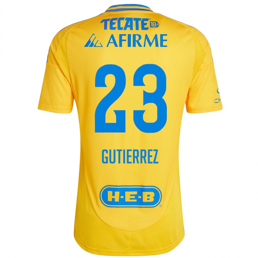 Kinder Fußball Jana Gutierrez #23 Goldgelb Heimtrikot Trikot 2024/25 T-Shirt Luxemburg