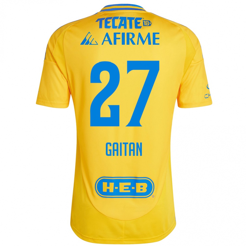 Kinder Fußball Natalia Gaitan #27 Goldgelb Heimtrikot Trikot 2024/25 T-Shirt Luxemburg