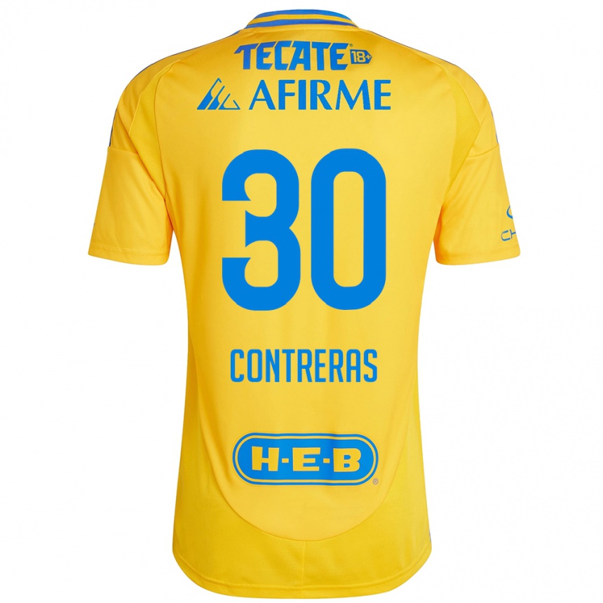 Kinder Fußball Lizeth Contreras #30 Goldgelb Heimtrikot Trikot 2024/25 T-Shirt Luxemburg