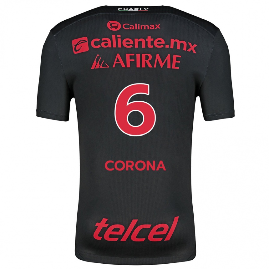 Kinder Fußball Joe Corona #6 Schwarz Rot Heimtrikot Trikot 2024/25 T-Shirt Luxemburg