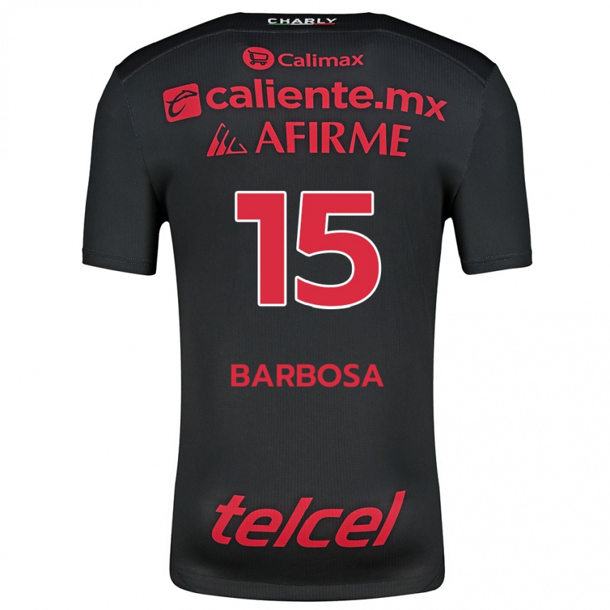 Kinder Fußball Diego Barbosa #15 Schwarz Rot Heimtrikot Trikot 2024/25 T-Shirt Luxemburg