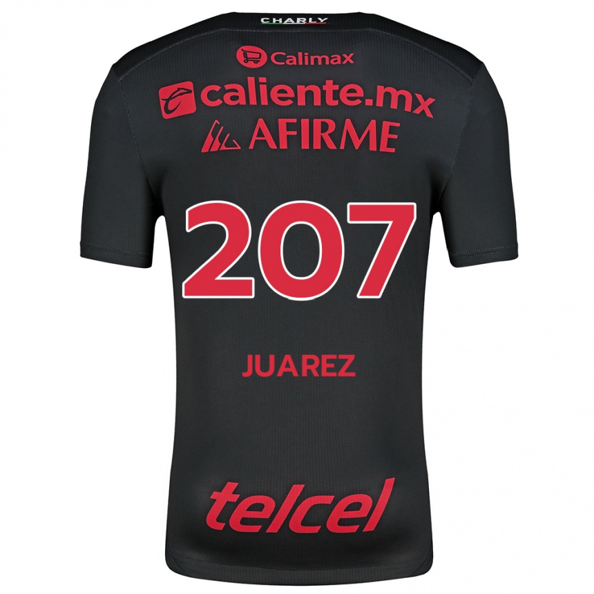 Kinder Fußball José Juárez #207 Schwarz Rot Heimtrikot Trikot 2024/25 T-Shirt Luxemburg