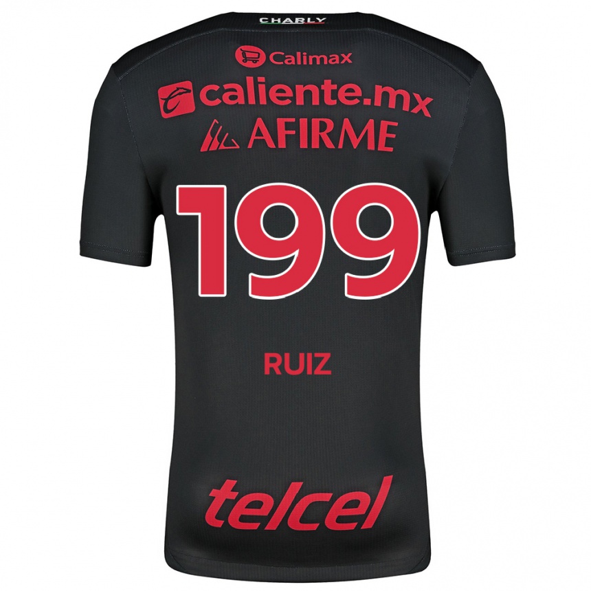 Kinder Fußball Emilio Ruiz #199 Schwarz Rot Heimtrikot Trikot 2024/25 T-Shirt Luxemburg