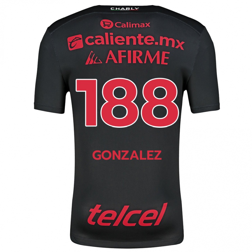 Kinder Fußball Jorge González #188 Schwarz Rot Heimtrikot Trikot 2024/25 T-Shirt Luxemburg