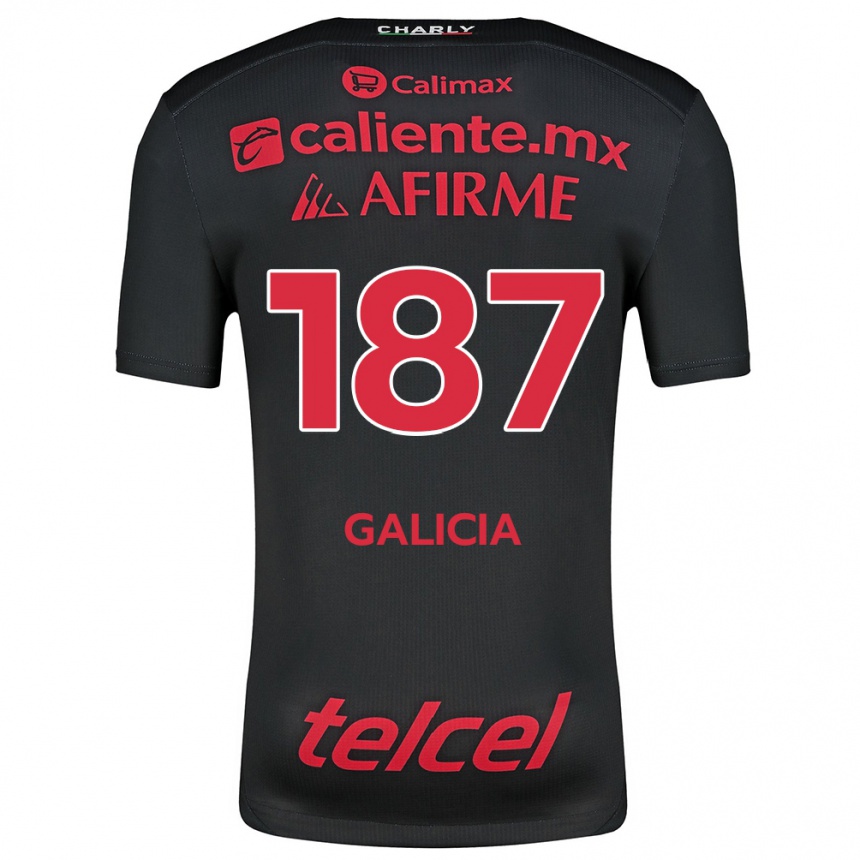 Kinder Fußball Carlos Galicia #187 Schwarz Rot Heimtrikot Trikot 2024/25 T-Shirt Luxemburg