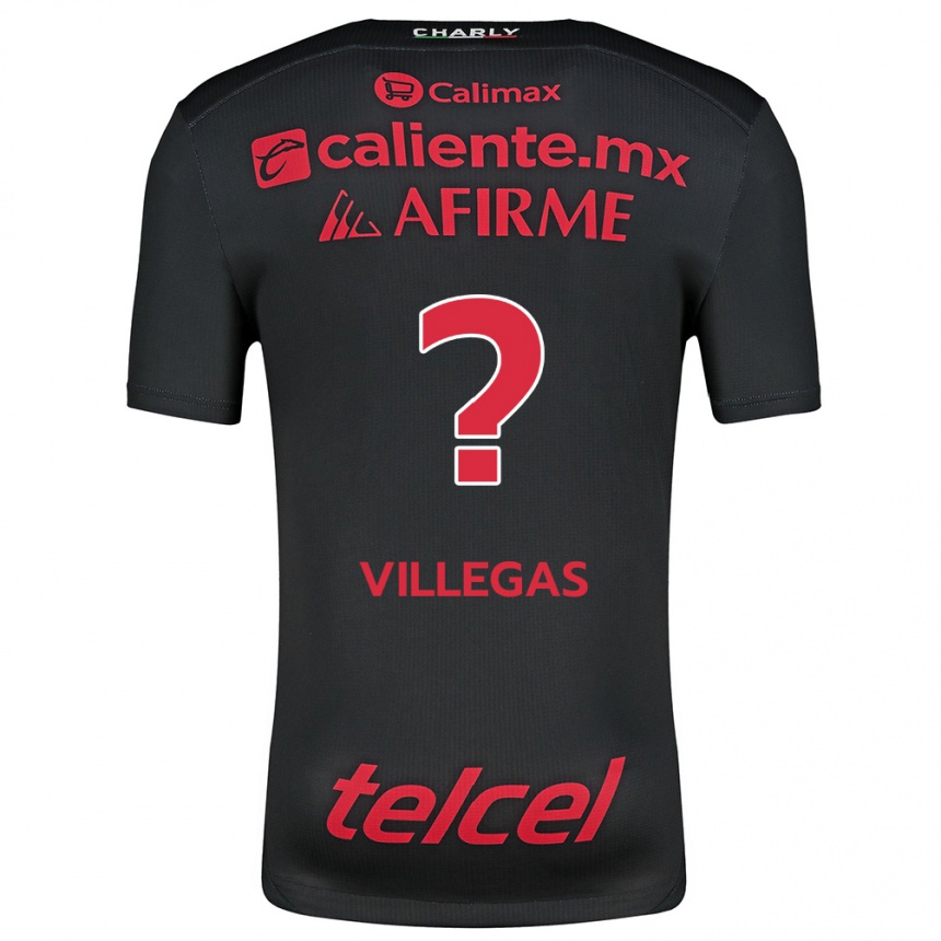 Kinder Fußball Óscar Villegas #0 Schwarz Rot Heimtrikot Trikot 2024/25 T-Shirt Luxemburg