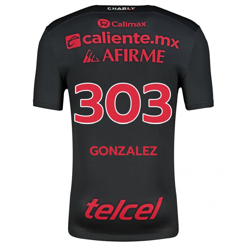 Kinder Fußball Osmar González #303 Schwarz Rot Heimtrikot Trikot 2024/25 T-Shirt Luxemburg