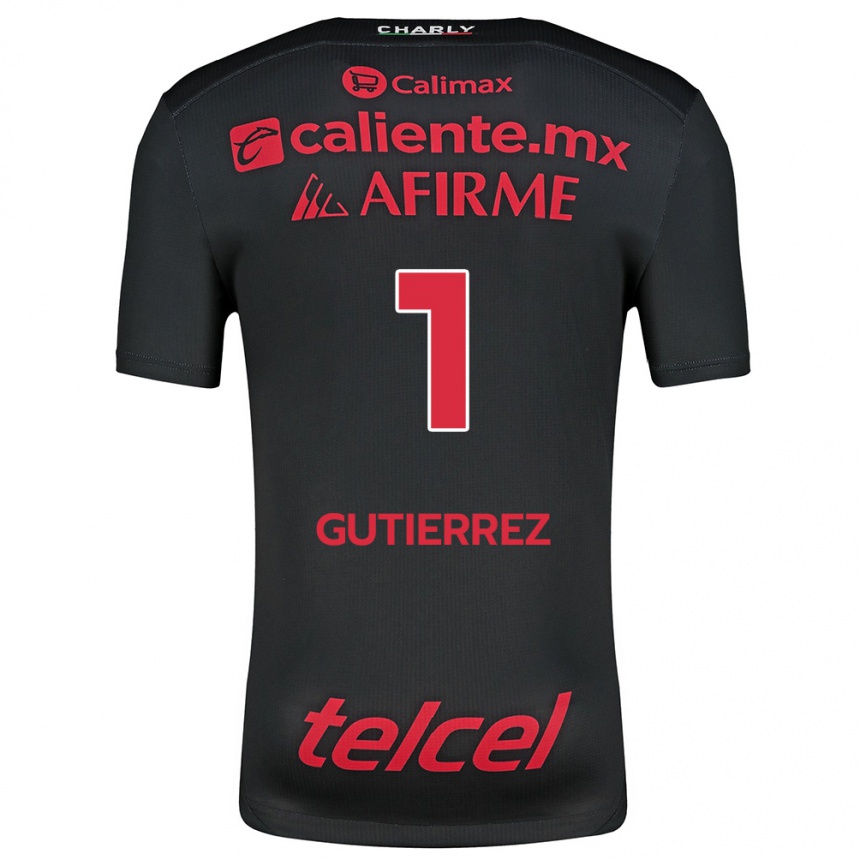 Kinder Fußball Alejandra Gutiérrez #1 Schwarz Rot Heimtrikot Trikot 2024/25 T-Shirt Luxemburg