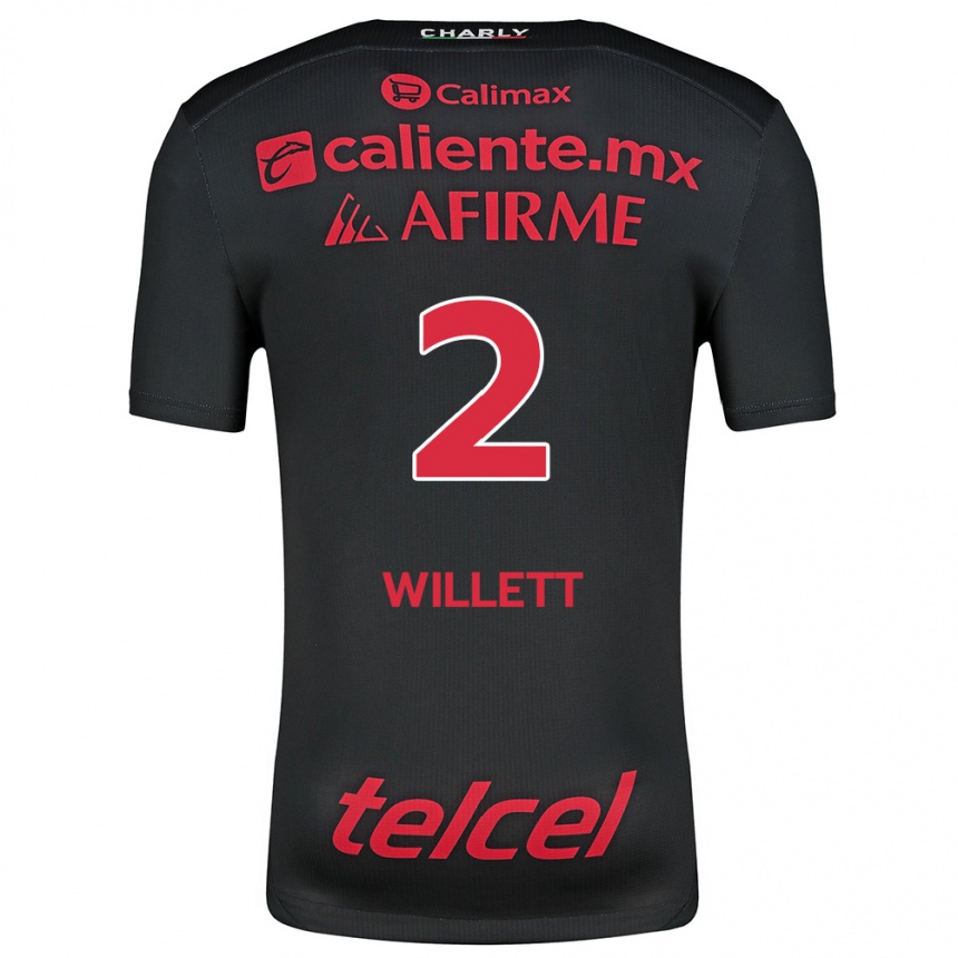 Kinder Fußball Adyson Willett #2 Schwarz Rot Heimtrikot Trikot 2024/25 T-Shirt Luxemburg