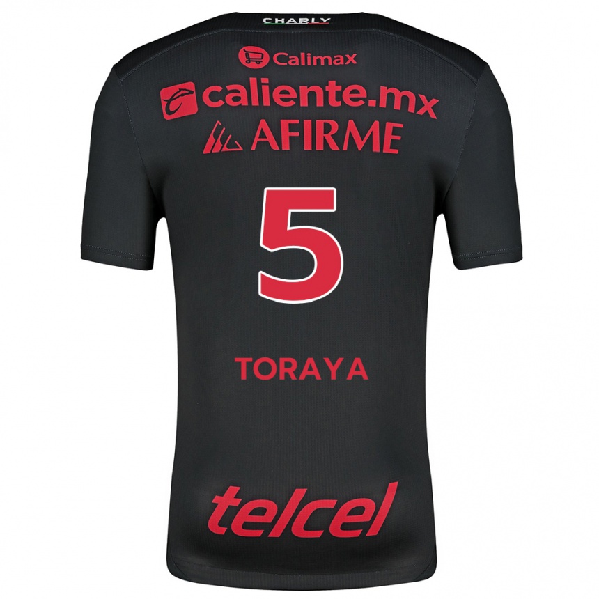 Kinder Fußball Yadira Toraya #5 Schwarz Rot Heimtrikot Trikot 2024/25 T-Shirt Luxemburg