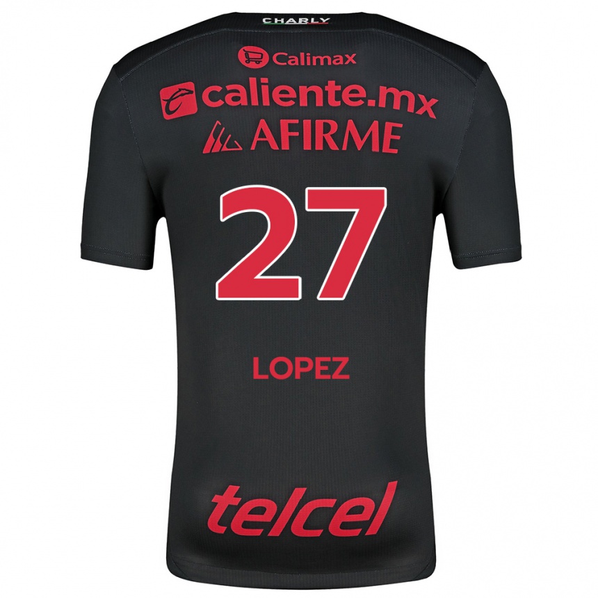 Kinder Fußball Victoria López #27 Schwarz Rot Heimtrikot Trikot 2024/25 T-Shirt Luxemburg