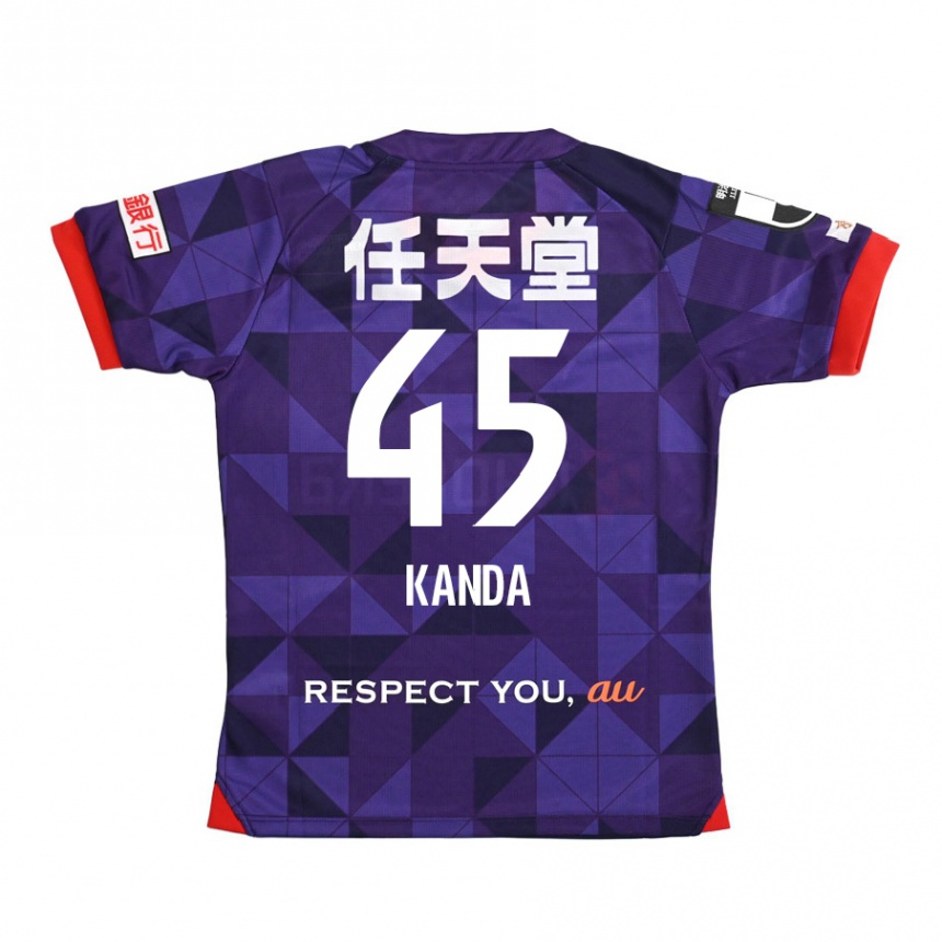 Kinder Fußball Kotaro Kanda #45 Lila Weiß Heimtrikot Trikot 2024/25 T-Shirt Luxemburg