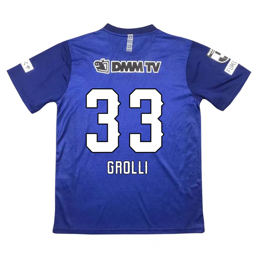 Kinder Fußball Douglas Grolli #33 Dunkelblau Heimtrikot Trikot 2024/25 T-Shirt Luxemburg