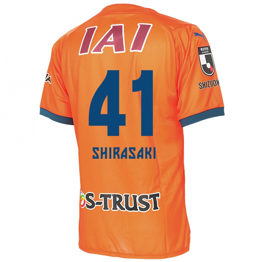 Kinder Fußball Ryohei Shirasaki #41 Orange Blau Heimtrikot Trikot 2024/25 T-Shirt Luxemburg