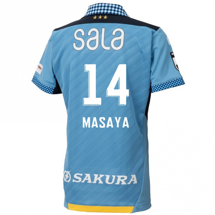 Kinder Fußball Masaya Matsumoto #14 Blau Schwarz Heimtrikot Trikot 2024/25 T-Shirt Luxemburg