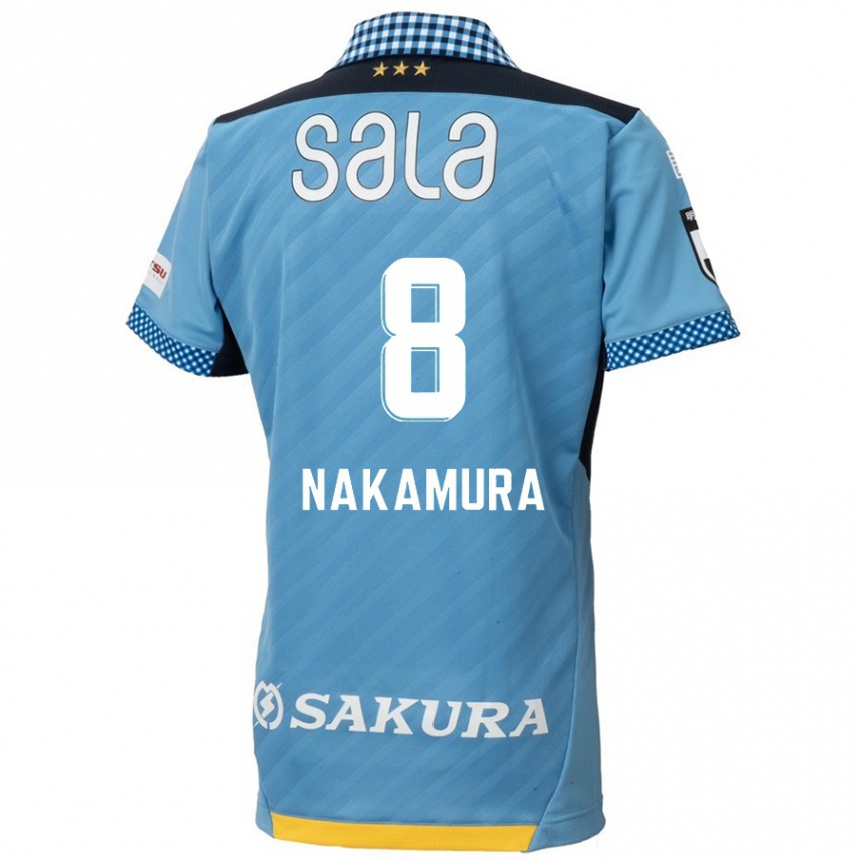 Kinder Fußball Shunta Nakamura #8 Blau Schwarz Heimtrikot Trikot 2024/25 T-Shirt Luxemburg