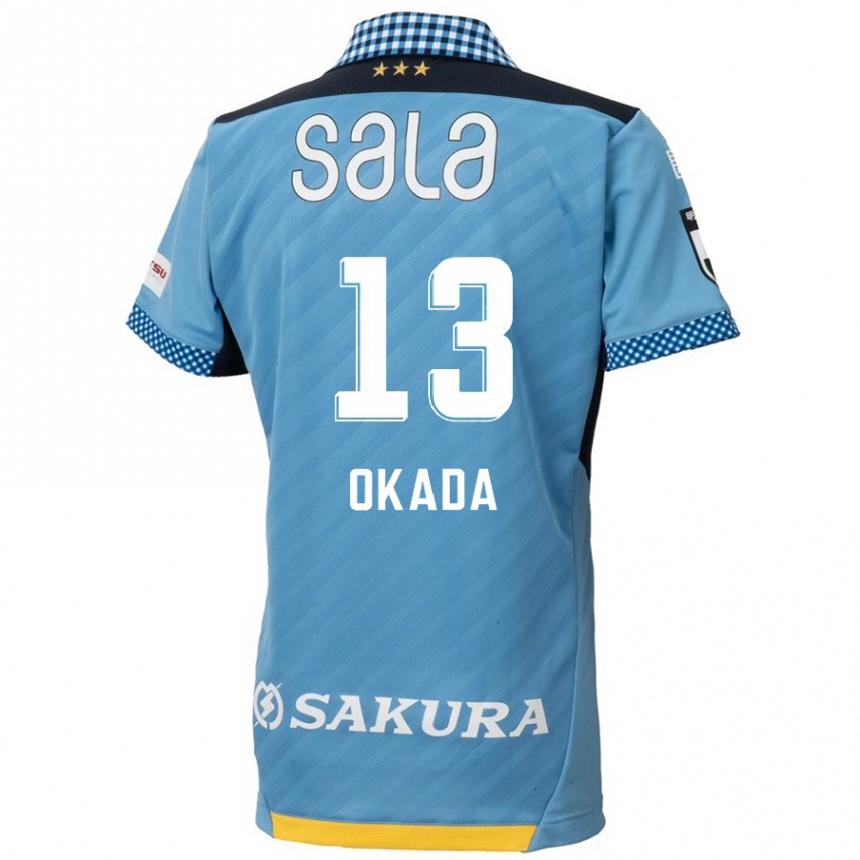 Kinder Fußball Kosei Okada #13 Blau Schwarz Heimtrikot Trikot 2024/25 T-Shirt Luxemburg