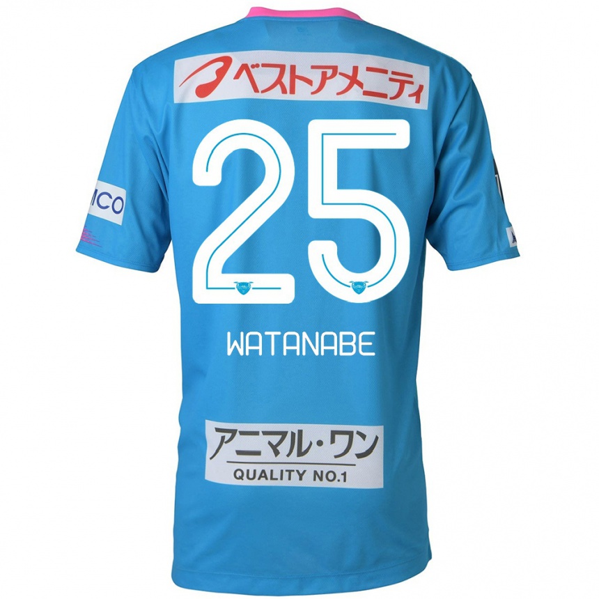 Kinder Fußball Ryohei Watanabe #25 Blau Rosa Heimtrikot Trikot 2024/25 T-Shirt Luxemburg