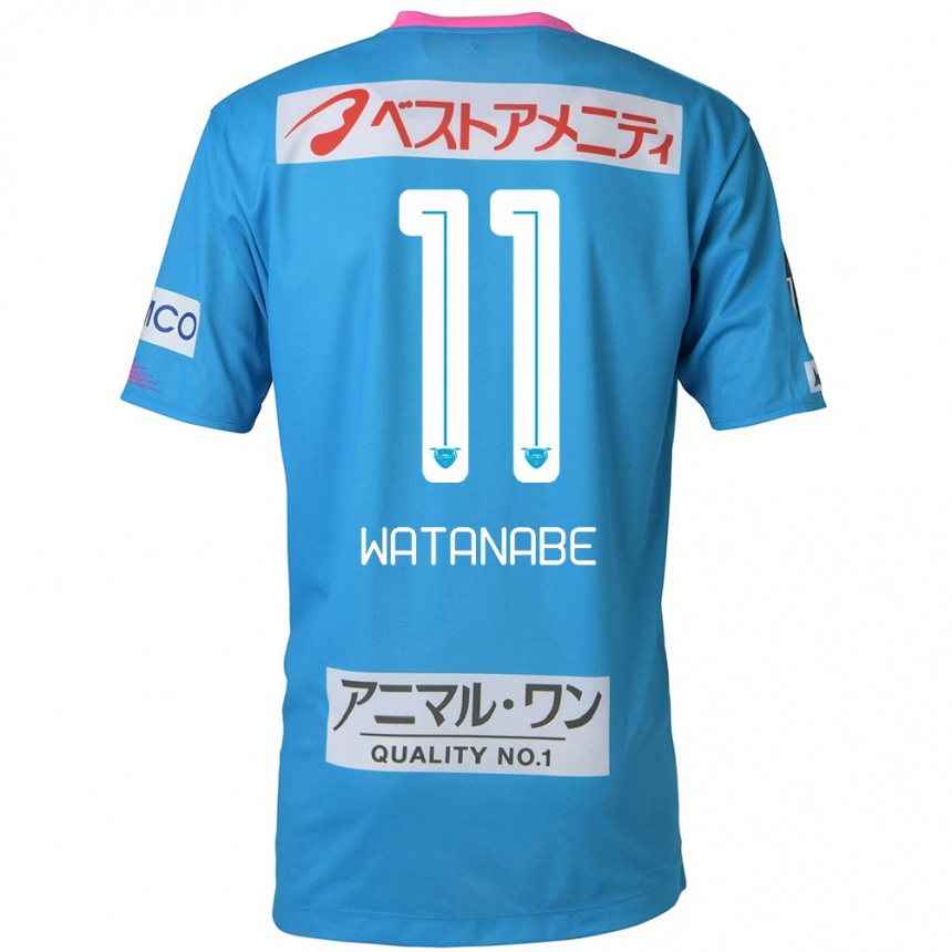 Kinder Fußball Shion Watanabe #11 Blau Rosa Heimtrikot Trikot 2024/25 T-Shirt Luxemburg