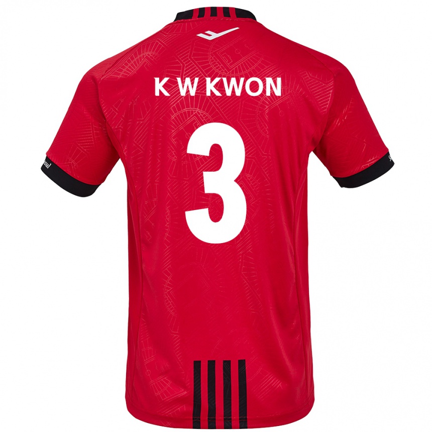 Kinder Fußball Wan-Kyu Kwon #3 Rot Schwarz Heimtrikot Trikot 2024/25 T-Shirt Luxemburg