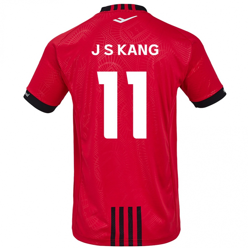 Kinder Fußball Seong-Jin Kang #11 Rot Schwarz Heimtrikot Trikot 2024/25 T-Shirt Luxemburg