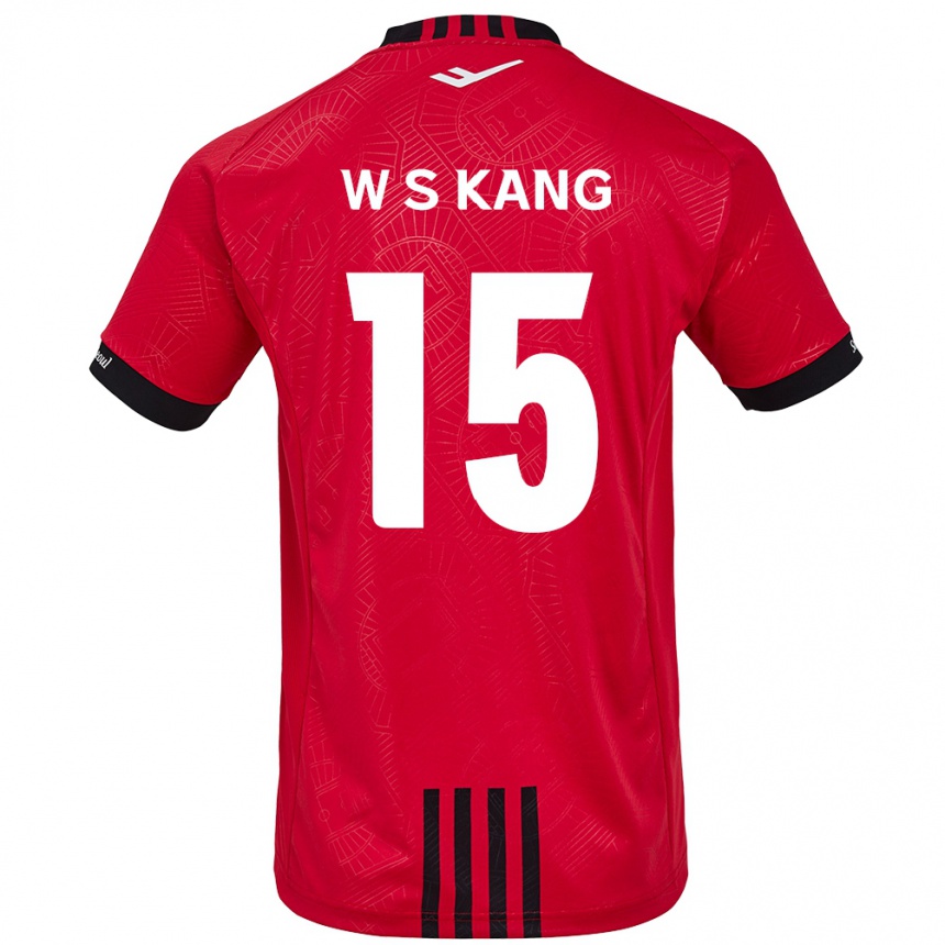 Kinder Fußball Sang-Woo Kang #15 Rot Schwarz Heimtrikot Trikot 2024/25 T-Shirt Luxemburg