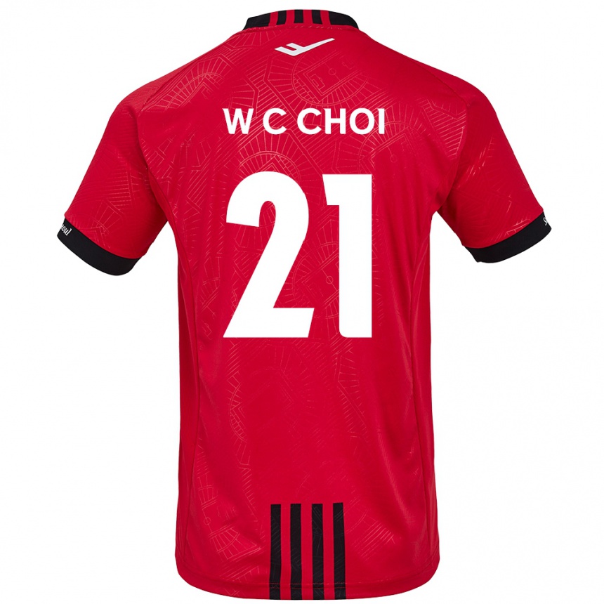 Kinder Fußball Cheol-Won Choi #21 Rot Schwarz Heimtrikot Trikot 2024/25 T-Shirt Luxemburg