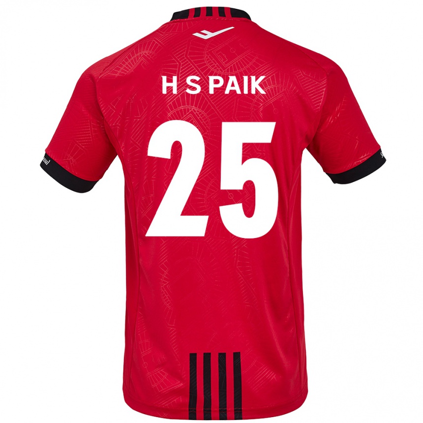 Kinder Fußball Sang-Hoon Paik #25 Rot Schwarz Heimtrikot Trikot 2024/25 T-Shirt Luxemburg