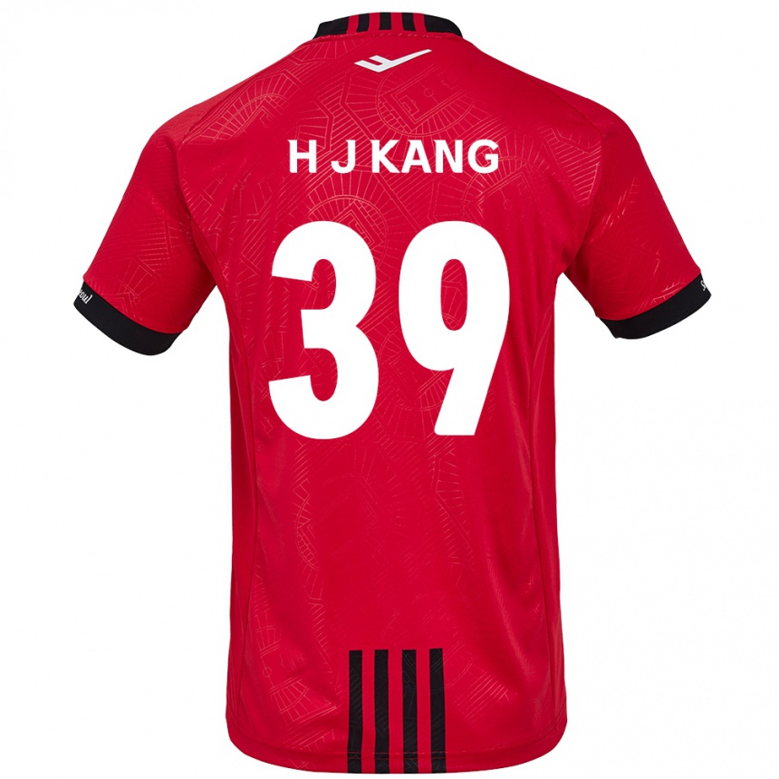 Kinder Fußball Ju-Hyeok Kang #39 Rot Schwarz Heimtrikot Trikot 2024/25 T-Shirt Luxemburg