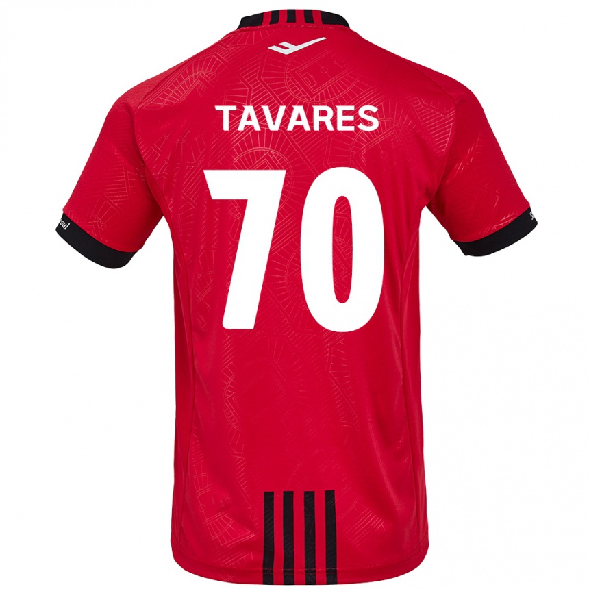 Kinder Fußball Ronaldo Tavares #70 Rot Schwarz Heimtrikot Trikot 2024/25 T-Shirt Luxemburg