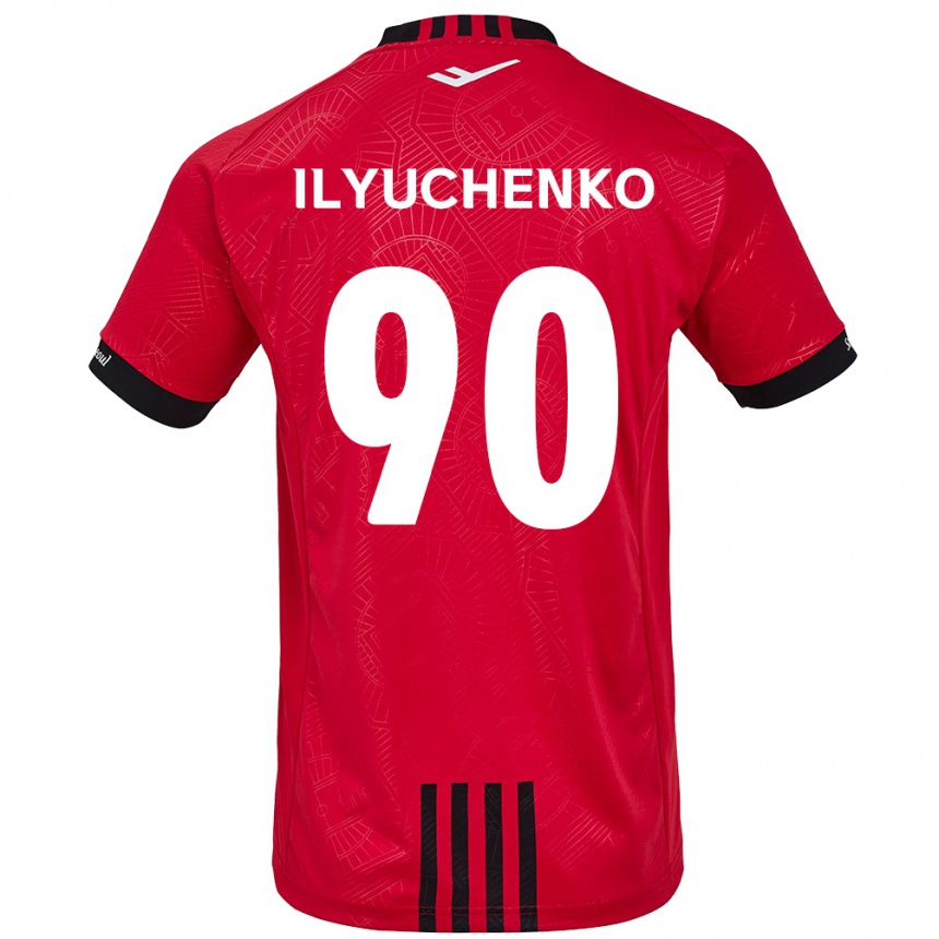 Kinder Fußball Stanislav Ilyuchenko #90 Rot Schwarz Heimtrikot Trikot 2024/25 T-Shirt Luxemburg