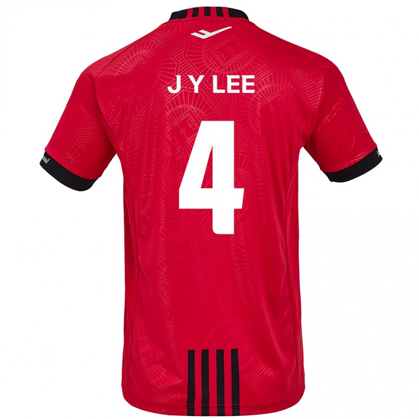 Kinder Fußball Young-Jun Lee #4 Rot Schwarz Heimtrikot Trikot 2024/25 T-Shirt Luxemburg