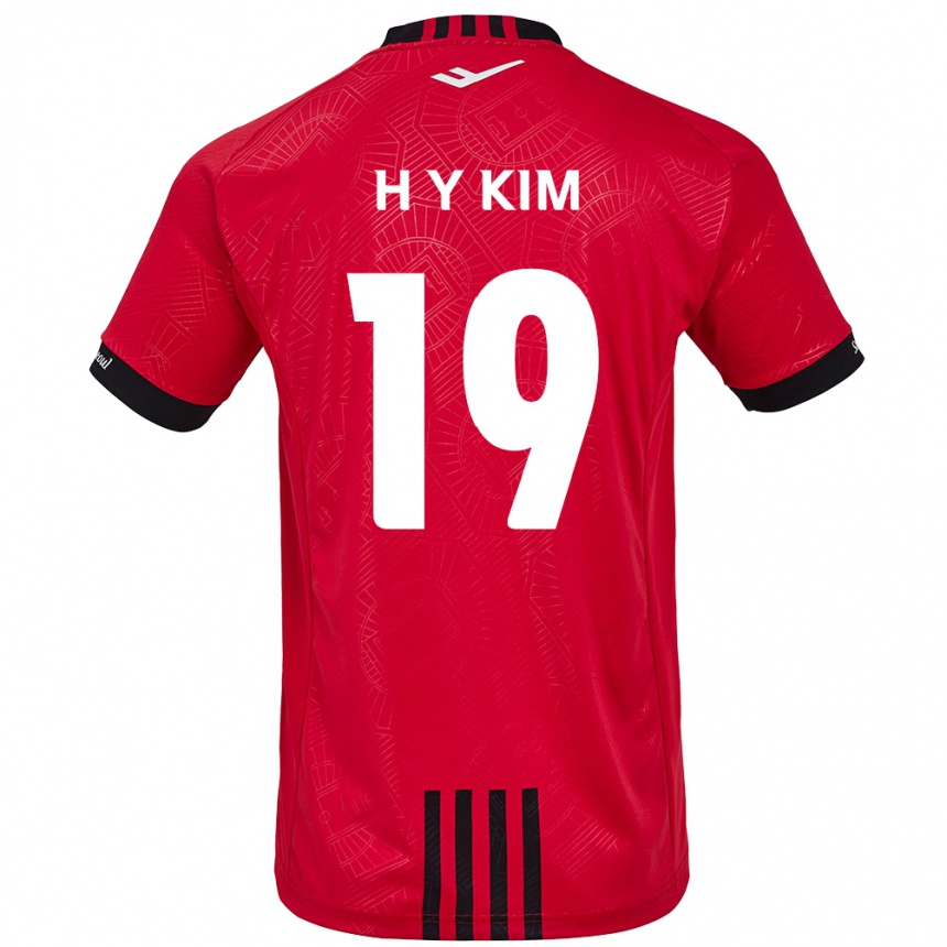 Kinder Fußball Yong-Hyuk Kim #19 Rot Schwarz Heimtrikot Trikot 2024/25 T-Shirt Luxemburg